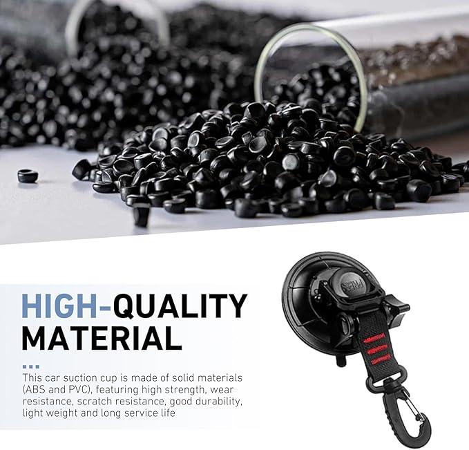 2 PCS Heavy Duty Suction Cup Hooks, Multi-Functional Camping Suction Cups, Outdoor Canopy Tarp Tent Camper Accessories, Universal for RV Boat Car (Black)