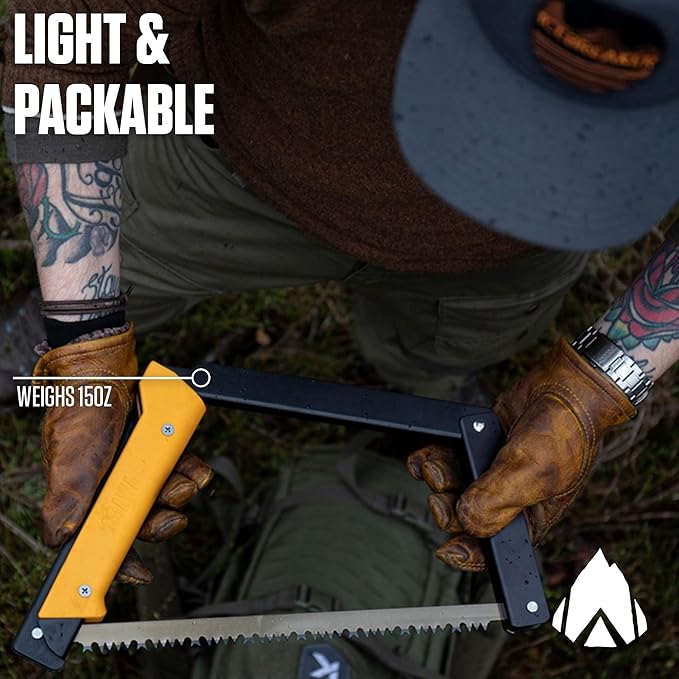 AGAWA - BOREAL15-15 Inch Folding Saw with All-Purpose Saw Blade - Camping Gear For Hiking, Fishing, Hunting, Bushcraft & Survival Kit (Black Frame/Yellow Handle)