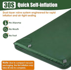 Memory Sleeping Pad, 3.1" Self Inflating Sleeping Pad for Camping, Easy Inflate & Deflate, Portable Foam Mattress with Pillow, 9.5 R-Value Insulated Sleeping Mat for Backpacking, Car, Travel, Tent