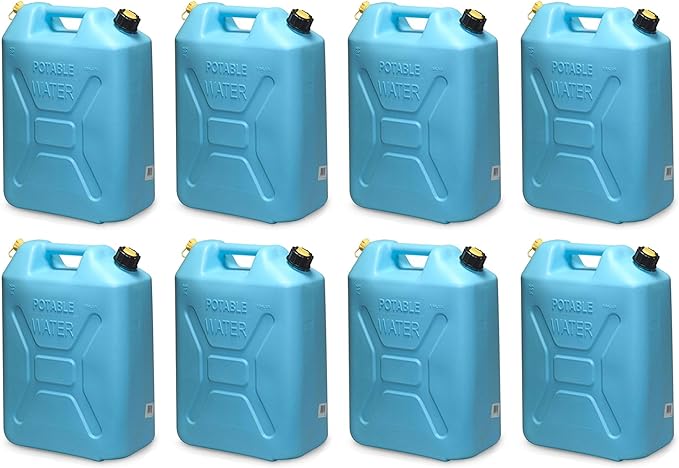 Scepter Portable Plastic Military Style Food Grade 5 Gal Water Jug Container with Reversible Spout for Camping & Emergency Storage, Blue