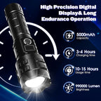 Flashlights High Lumens Rechargeable, 1000000 High Lumens Super Bright Handheld LED Flash Light, Powerful Emergency Linternas, Waterproof, Long Lasting, for Hiking Camping Gift
