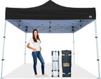 8x8 Heavy Duty Pop Up Canopy - Easy Setup, Commercial Grade Aluminum Frame, 42” Folded Frame Height, UPF 50+, Adjustable Portable Tent for Beach, Events, Camping, Roller Bag (Black)