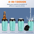 HAUSHOF 4 in 1 Insulated Stainless Steel Can Insulator, Fits Standard & Slim 12 oz Cans|Beer Bottles, Perfect for Outdoors