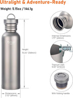 25oz Titanium Water Bottle, Ultralight Single Wall Titanium Flask for Boiling Water, Leakproof Sports Bottle for Camping, Hiking, Cycling & Outdoor Use
