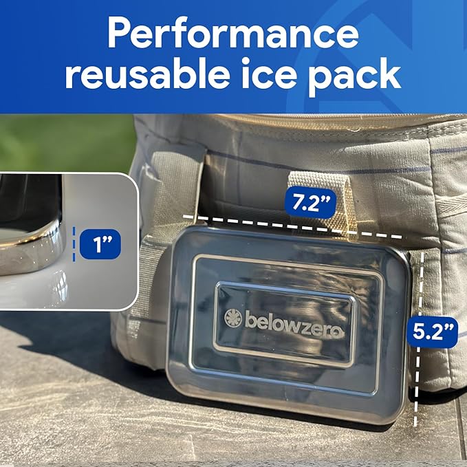 Below Zero Deluxe Stainless Steel Reusable Cooling Pack | Durable Ice Pack Lasts 48 Hours, Ice Pack for Bento, Lunch Bags, Coolers, Picnics, Camping, Beachgoers, Sporting Events | Longest Lasting