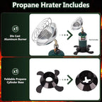 Portable Propane Heater with Catalytic Burner for Camping Outdoor Space 6200BTU Power with Control Valve Patio Heater 1lb Small Propane Gas Tank Holder Tent Garage Fishing stove buddy(Upgraded Burner)