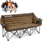 3 Person Camping Chairs Folding Double Camping Chair Portable Oversized Loveseat Padded Camp Chair Heavy Duty Camping Couch for Adults Outdoor Lawn with Two Cup Holders and Carry Bag