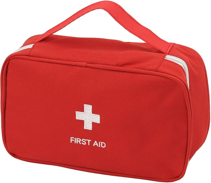 Portable Empty First Aid Kit Bag, Travel Medicine Pouch, Small Medical Bag (Red)