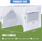 4Pcs Canopy Sidewall for 10x10 Canopy Frame Enclosure Wall with Mesh Window Replacement Side Wall for 10x10 Pop up Tent Outdoor Party, No Frame or Top(White)