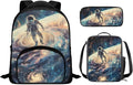 Astronaut Backpack for School Boys 6-7 Toddler School Backpack 3-4 Boys with Lunch Bag and Book Sleeve Casual Daypack Travel Rucksack for Kindergarten Students