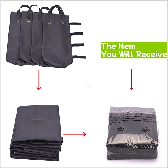 140 LBS Zipper Top Sand Bags for Canopy Legs (Without Sand) Sand Bags for Weight - Sandbags for Gazebo Legs, Pop Up Canopy Tent Weights - Canopy Weight Bags, Set of 4
