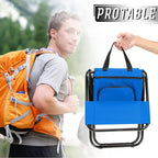 Jerify 2 Pcs Fishing Chair with Cooler Bag Multi-Function Foldable Compact Fishing Stool Hunting Chair Portable Backrest Stool with Folding Backpack for Finishing Camping Hunting Travel(Blue)