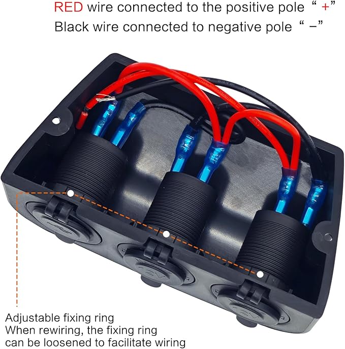 12-24 V Multifunctional 3 Hole Tent Type Car Modification Socket Dual Female Power Outlet Adapter Dual USB Charger Ports Combination Outlet Suitable for Portable Auto Electronic Devices ﻿