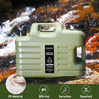 5 Gallon Water Jug,18.5L Portable Water Container with Spigot, Cleaning Brush, Detachable Hose & Extra Lid, Dual Handles Design, BPA-Free Camping Hydration Canteen, Outdoor Tank Storage PE - Green