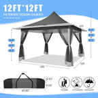 COBIZI 12x12 Pop up Canopy Gazebo on Clearance, Outdoor Canopy Tent with Mosquito Netting & Sandbags,Patio Portable Gazebo for Garden,Backyard & Lawn,Darkgrey