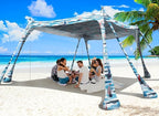 Beach Tent Sun Shelter 10x10ft Beach Canopy Easy Pop Up Sun Shade Portable UPF50+ with 8 Sandbags-2 Sand Shovel-4 Aluminum Poles-Ground Pegs for Outdoor Family Camping Fishing Backyard Picnic