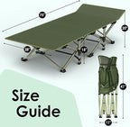 Suteck Camping Cot, Folding Camping Cot Bed for Adults Sleeping 1200D Double Layer Oxford Portable Folding Outdoor Cots for Camping W/Soft Pad Carry Bag for Home Office Nap Beach Travel, 500LBS