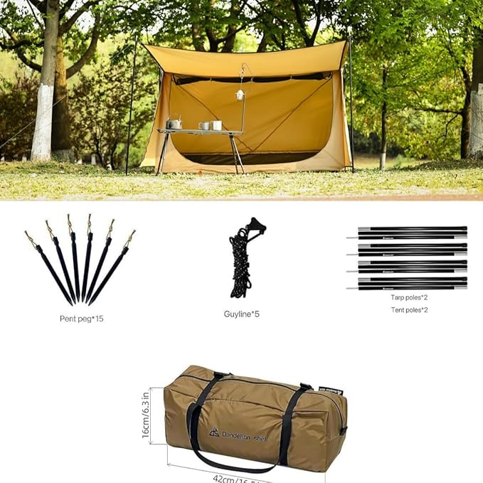 Hot Tent with Stove Jack – 4 Season Waterproof & Windproof Shelter for 1–4 People, Lightweight for Camping, Hiking, Hunting & Fishing