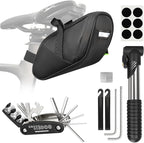 Bike Repair Kit, Bicycle Repair Bag With Tire Pump, Bike Tool Kit for Camping Travel, 16-in-1 Bike Multitool, Bicycle Tire Repair Kit, 4mm and 5mm Allen Wrenches, Used for Mountain Bike and Road Bike