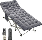 Camping Cot Bed for Adults, Portable Sleeping Cots with Mattress Folding, Fold Away Guest Bed Cot with Carrying Bag for Home Office Nap Indoor Outdoor (Grey)