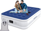Full Air Mattress with Built-in Pump, 18" Raised Inflatable Bed Blow Up Mattress, Comfort Portable Air Bed for Camping, Home Guests, Travel 650 lbs Max