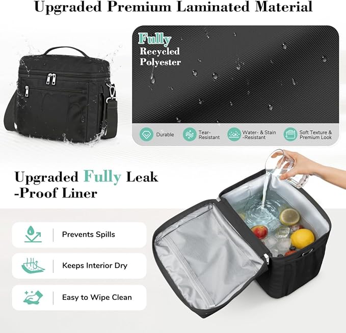 DALINDA Lunch Bag Cooler Bag Lunch Box for Women Men, Insulated Leak Proof LunchBox Lightweight for Picnic,Grocery,Beach,Camping,Travel,Work
