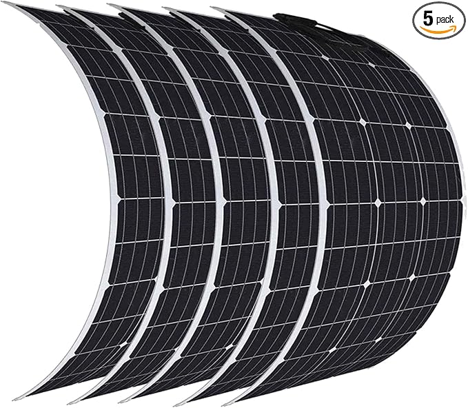 500W Flexible Solar Panels 5x100W 12V Monocrystalline Cell for Battery Charge Marine RV Trailer Boat Cabin Van Car Uneven Surfaces