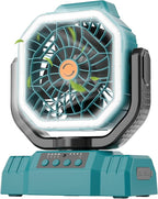 AVV 20000mAh High Speed Portable Camping Rechargeable Fan with Remote Control, Battery Powered with Auto Oscillating with Camping Essentials Accessories for Outdoor, Beach, Patio, Tent, Cyan