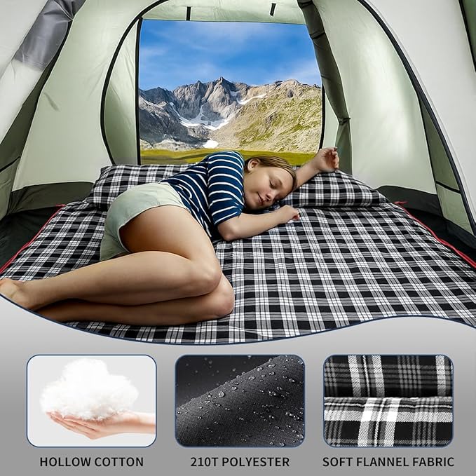 ShinHye Double Sleeping Bag for Adults with 2 Pillows, Camping Sleeping Bags Flannel Cotton 2 Person Sleeping Bags XXL Queen Size Sleeping Bag for Cold Weather