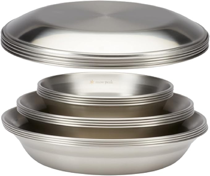 Snow Peak Large Tableware Family Set, Dishes, Plates, Medium and Large Bowls, 16 Piece Set