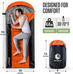 VENTURE 4TH Backpacking Sleeping Bag – XXL, Double and Single Sizes - Lightweight Warm & Cold Weather Sleeping Bags for Adults, Kids & Couples – Ideal for Hiking, Camping & Outdoor Adventures