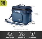 CORE Magnetic Leak Proof Soft Cooler with Waterproof Zipper | Insulated Bag Portable Ice Chest Box | Best Soft Cooler for Food & Beverages for Tailgating, Car Camping, Travel, and Family Beach Picnics