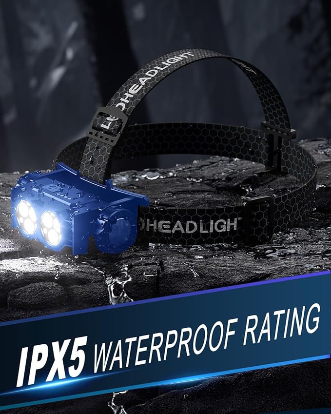 Headlamp Rechargeable 2PCS,4500L Super Bright Light Bright LED Rechargeable Headlight with White Light, Waterproof Head Lamp with Headband for Outdoor Camping, Hiking,Camping Essentials,Working