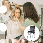 Extra Tall Folding Chairs for Adults 2 Pack, Portable Bar Height Foldable Director Chairs for Camping Outside, Comfortable with Makeup PocketHigh Back and Footrest, Black