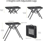Anbte 2ft Folding Grill Table, Supports 180 Lbs, 2 Adjustable Height 28” Portable Grill Table Heat-Resistant Tabletop, Folding Metal Table for Camping BBQ Cooking Backyard Outdoor, 24" X 16", Black