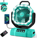 Odoland Portable Camping Fan with LED Lantern, 20000mAh Rechargeable Battery Powered Fan with Auto Oscillation, Timer, Remote, 360° Rotation Hook, 4 Speeds for Power Outage Travel Home, Cayan