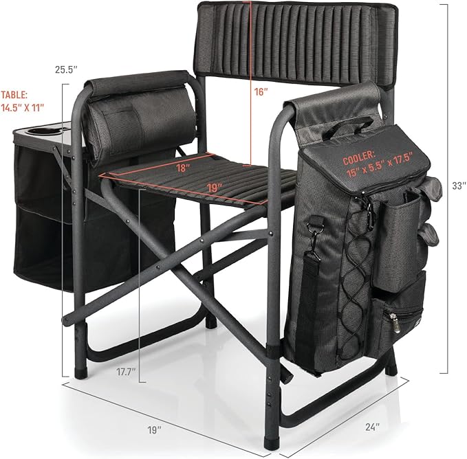 Picnic TIME NFL Unisex-Adult NFL Fusion Camping Chair with Side Table and Soft Cooler, Beach Chair for Adults, Lawn Chair