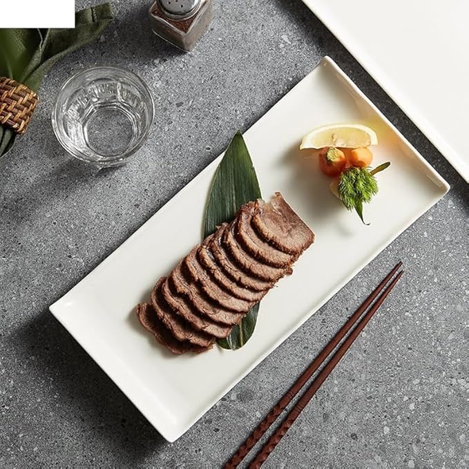 Camping Plates Individual Rectangular Ceramic Cooking Dishes Dinner Plate Restaurant Solid Color Tableware Pasta Steak Sushi Plate Serving Dish Dinner Plate Decorative Plate