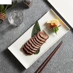 Camping Plates Individual Rectangular Ceramic Cooking Dishes Dinner Plate Restaurant Solid Color Tableware Pasta Steak Sushi Plate Serving Dish Dinner Plate Decorative Plate