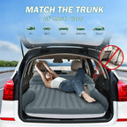 SUV Air Mattress, Double-Sided Thick Flocked Car Air Mattress with Built-in Pump & Pillow, Complete Sleeping Accessories for Auto Camping & Road Trips（Green+Charcoal）