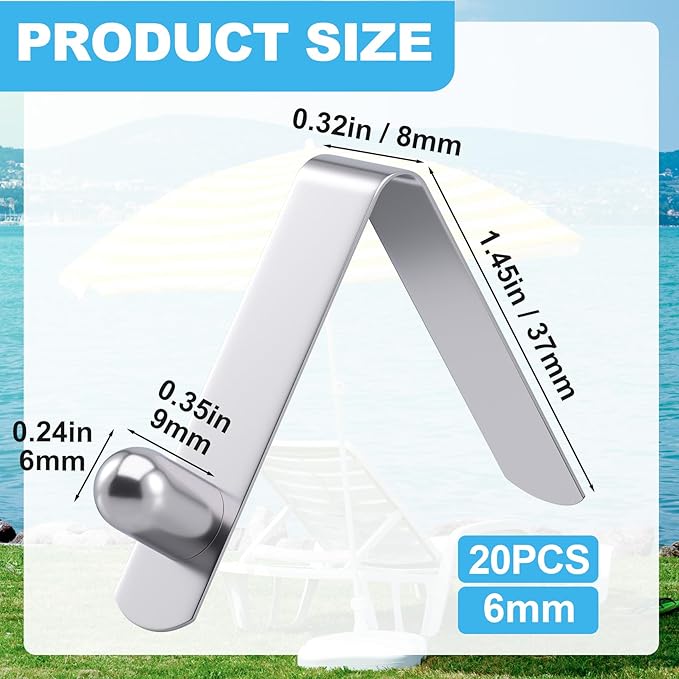 20PCS Push Button Spring Pins, Stainless Steel Tent Pole Clips, 6mm Kayak Paddle Spring Snap Clips, Outdoor Locking Tube Accessories for Camping, Tent, Umbrella