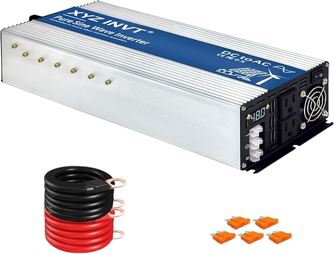 2500W Pure Sine Wave Inverter DC 48V to AC 110V 120V Power Inverter with Dual AC Outlets & Hardwire Terminal & LED Display for Solar,Home Backup Power,Outdoor Over 90% Efficiency