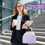 Lunch Bag For Women, Cooler Insulated Lunch Box For Travel Work Picnic College School Adult Large Capacity Lunch Bags, Purple Stripe
