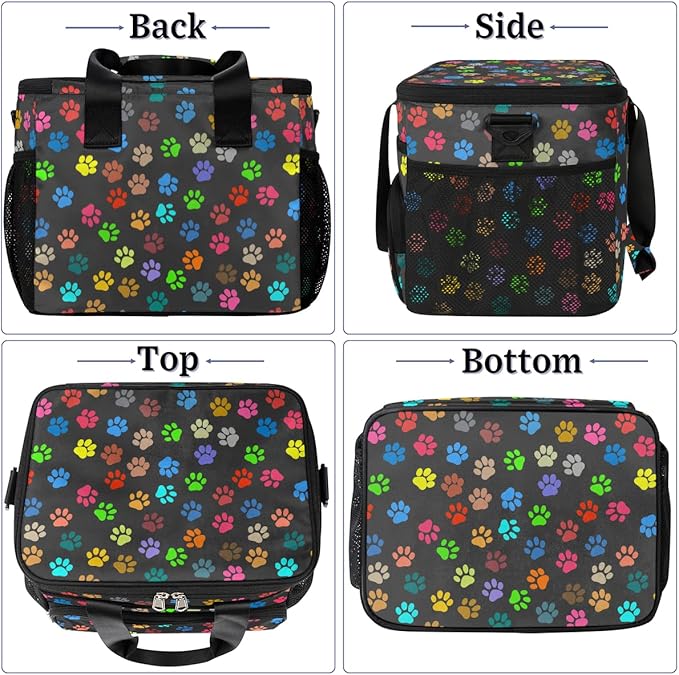Pardick Insulated Lunch Bag, Colorful Dog Paw Print Reusable Lunch Box Leakproof Cooler Tote Bag Large Lunchbox Freezable Lunch Bag with Adjustable Shoulder Strap for Women Men Picnic Work Beach