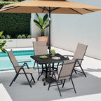 Crestlive Products Folding Patio Chairs Set of 4, Foldable Outdoor Dining Chairs 7-Level Adjustable Portable Recliner Chair for Camping, Lawn, Pool, Backyard, Brown