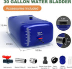 30 Gallon Water Storage Bladder - 1000D PVC Blue RV Water Tank, Portable Collapsible Storage Bladder Containers for Gardens, Camping, Emergency Use