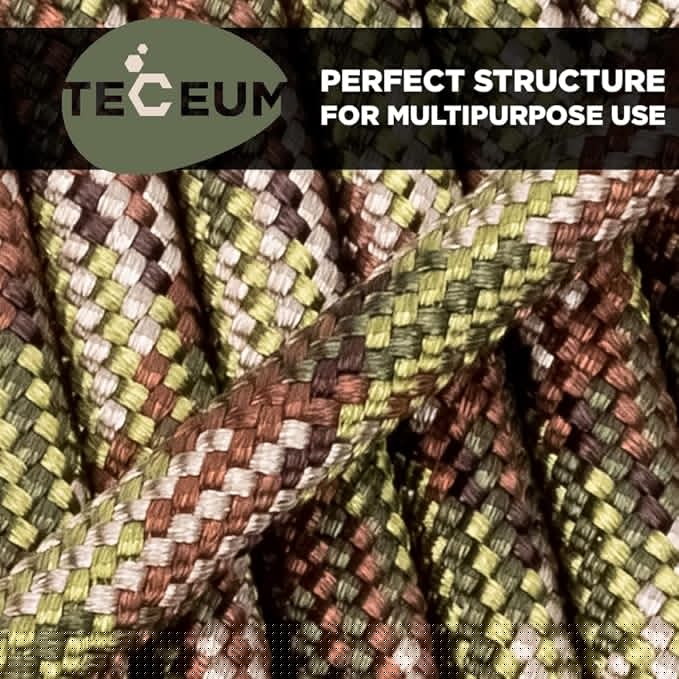 TECEUM 5/32" Paracord Rope 1000 – 1000ft / 200ft / 100ft / 50ft – Tactical Parachute Cord 4mm – 45+ Colors – Nylon String for Survival & Camping Gear – Stripe Cord for Survival – Utility Rope
