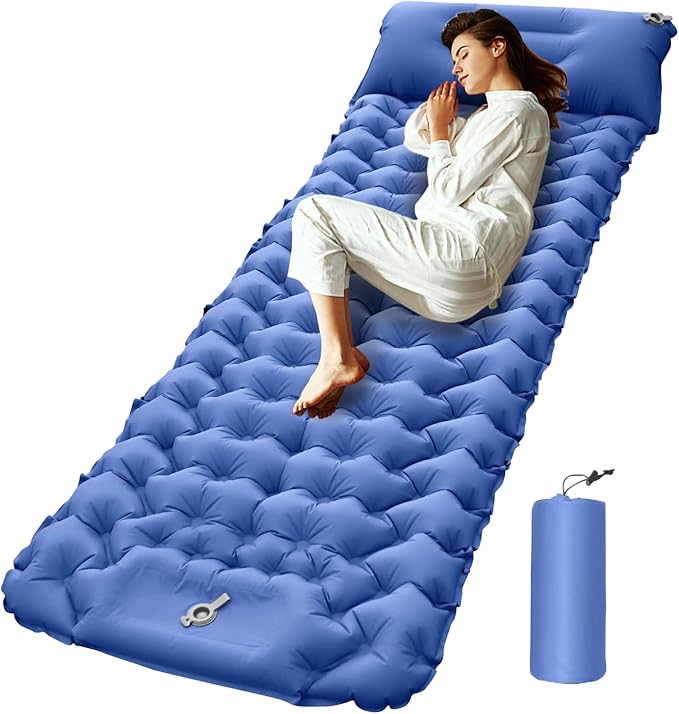 Inflatable Sleeping Mat | Compact Portable Airbed Mattress Pillow,Lightweight Backpacking Sleep Mat - for Outdoor Travel Backpacking Hiking Tent Car Truck SUV Women Men