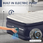 Twin Air Mattress with Built-in Pump,18''Raised Blow Up Mattress 2 Mins Self Inflation/Deflation,Upgraded Thicker Inflatable Mattress，Flocked Top Air Bed with Storage Bag for Guests,Home，Camping