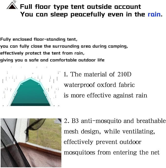 Quick Erect Tents 4 Man Waterproof, Tent Camping Firm and Stable Camping Tent for Family Camping,Hiking Party